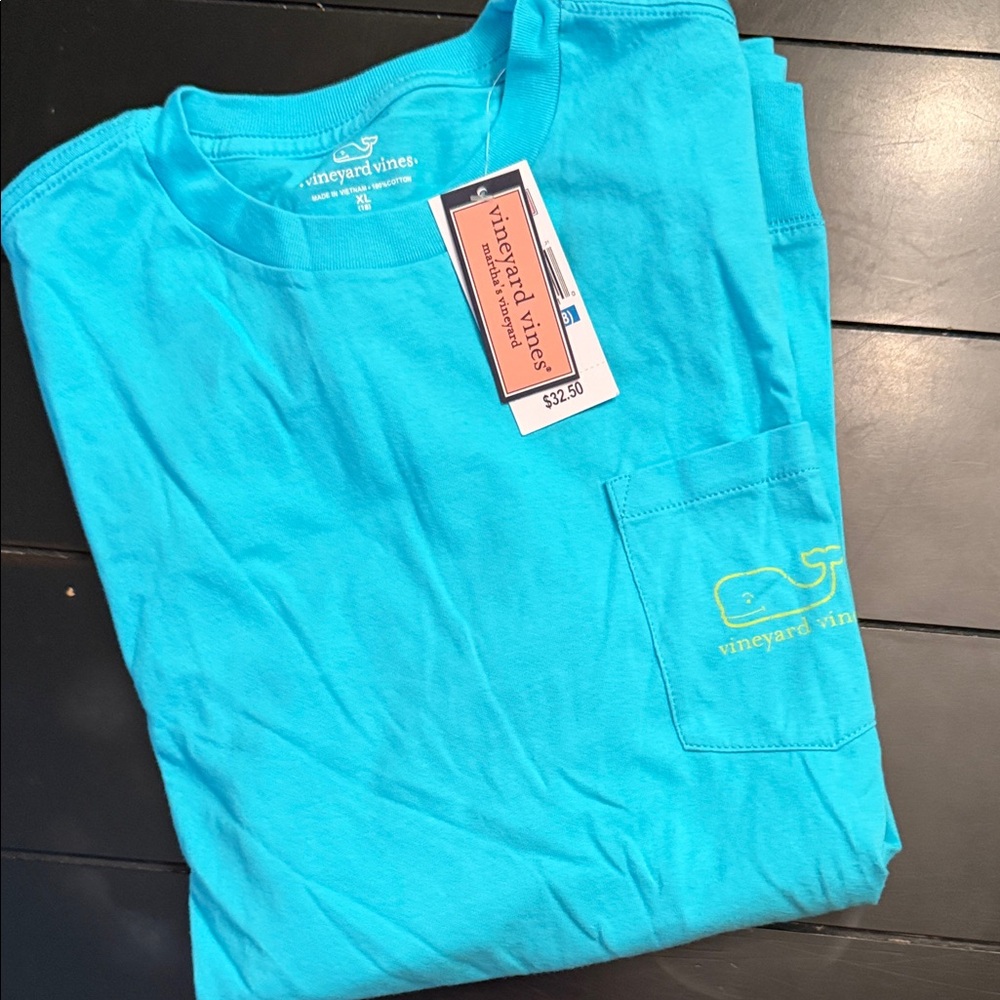 NWT Vineyard Vines Kids Turquoise Long Sleeve Tee /whale
